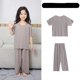 thumbnail image 1 of Novedad de verano, conjunto de ropa de dormir de seda helada para niños, ropa holgada de manga corta para el hogar para niños y niñas, conjunto de dos piezas, pijama cómodo, 1 of 5