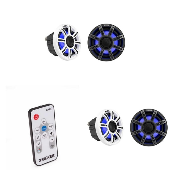 Kicker 51MSC654 - MSC 6.5-Inch Premium Marine 4-Ohm LED Coaxial System, (2) Pairs w/ 41KMLC LED Remote