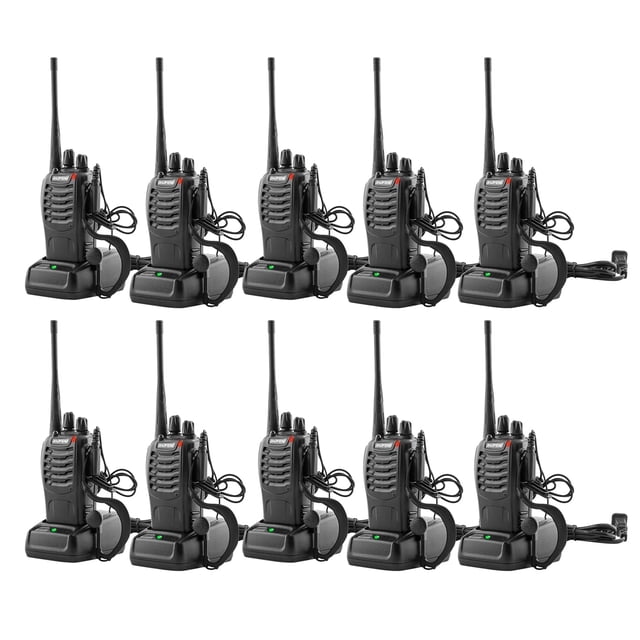 Radio bidireccional Baofeng 888S recargable de largo alcance, paquete de 10