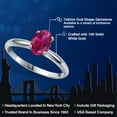 thumbnail image 2 of Gem Stone King 14K White Gold Red Created Ruby Solitaire Engagement Ring for Women | 0.85 Cttw | Oval 7X5MM | Gemstone July Birthstone | Size 9, 2 of 6