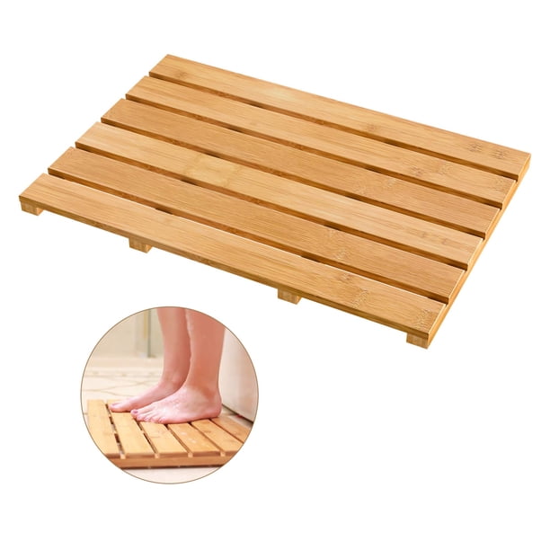 Alfombra de baño Bamfan Luxury Shower, antideslizante, de bambú, impermeable