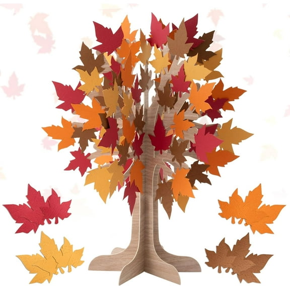 Ramadan Good Deed Kindess Tree Centerpiece for Eid, Yellow, Red, Orange, Brown Leaves