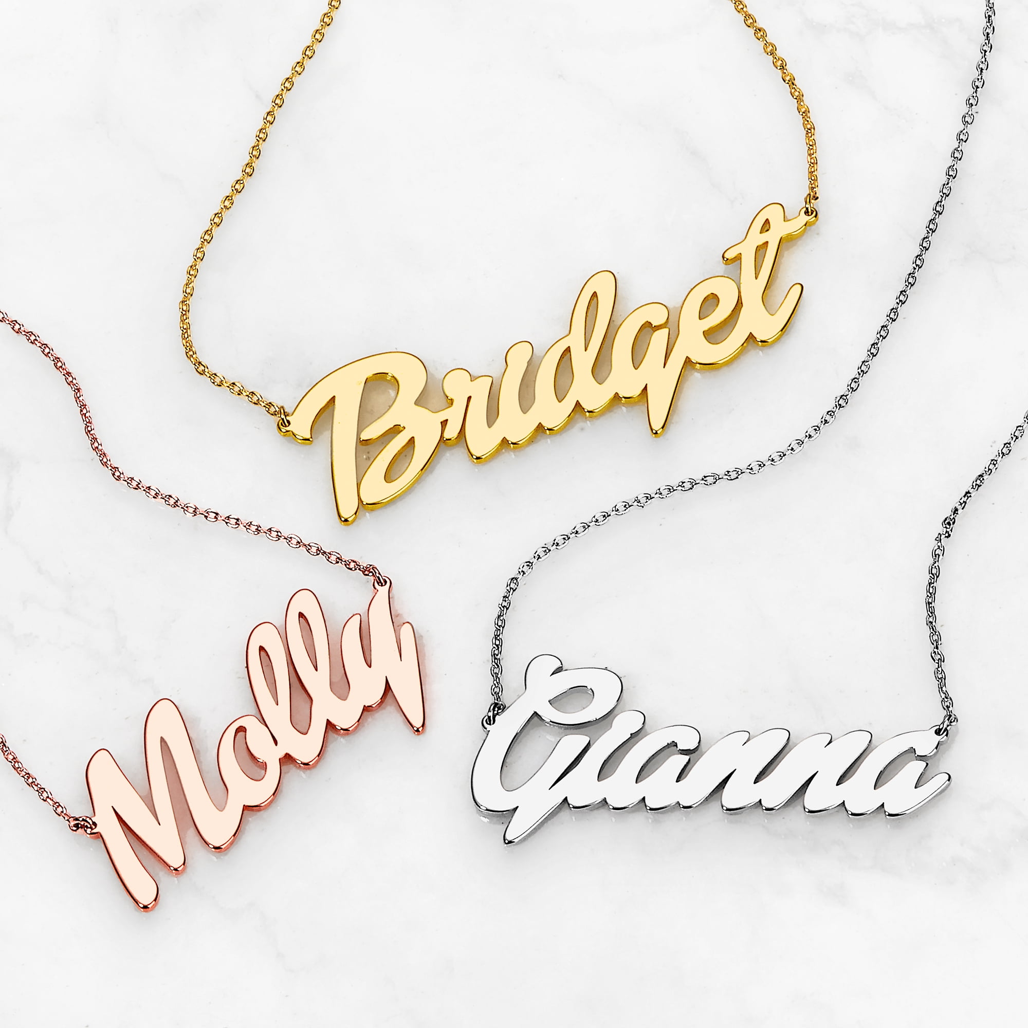 Personalized Planet Women's Plated Medium Bold Script Name Necklace