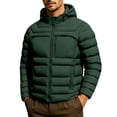 thumbnail image 3 of Mens Quilted Jackets Winter Plus Size Windproof Hooded Long Sleeve Solid Color Full Zipper Casual Daily Warm Comfortable Padded Jacket for Outdoor Sports, 3 of 6