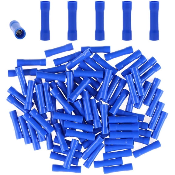 Install Bay BVBC Vinyl Butt Connector Crimping Terminals Blue 16/14 Gauge (100-Bag) (Special Edition)