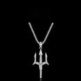 thumbnail image 3 of Metal Necklace Hip Hop Trident Pendant Necklace Chain Length 55cm Sweater Chain, 3 of 13