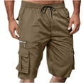 thumbnail image 2 of Nestiefly Mens Cargo Shorts Elastic Waist Drawstring Casual Work Outdoor Short Lightweight Summer Shorts with Multi Pocket Brown 3XL, 2 of 6