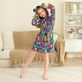 thumbnail image 3 of FORMRS Niños Bathrobe Unisex Hooded Robe Soft Plush Pajamas Sleepwear, Size 2-3T, Colorful Psychedelic, 3 of 7