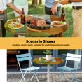 thumbnail image 6 of Elastic Fitted Round Tablecloth, Abstract Yellow Waterproof Stretch Table Cover for 55"-60" Tables, Painting Buildings Geometric Modern Art Washable Outdoor Tablecloths for Patio, Picnic, Camping, 6 of 9