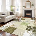 thumbnail image 2 of Area Rug for Living Room, Spring Floral Non-Slip Indoor Large Carpet for Bedroom/Dining Room, Yellow Flowers Botanical Patchwork Grid Bohemia Washable Low-Profile Floor Runner Rugs - 5 x 7 Ft, 2 of 8
