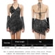 thumbnail image 2 of Vestido Borla Mujer Moda Halter Vestido Elegante Estilo Samba Vestido con Manga Sólido Kuymtek Negro Única para Mujer, 2 of 8