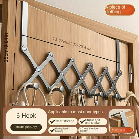 

Stainless Steel Over-The-Door Hook - Adjustable No-Drill Installation For Hanging Clothes Towels And More - Perfect For Kitchen Bathroom Bedroom