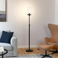 thumbnail image 5 of HomeRoots 66" Black Torchiere Floor Lamp With Clear Seeded Glass Drum Shade, 5 of 9