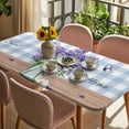 thumbnail image 3 of Purple Lavender Table Cloths for 6 Foot Rectangle Tables, Spring Daisy Butterfly Plants Watercolor Blue Patio Waterproof Elastic Fitted Tablecloths, Washable Rectangular Table Cover for Camping, 3 of 8