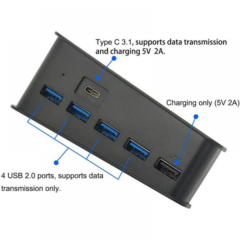 5 Port USB 3.0 Hub for PS5 Console, High-Speed Expansion USB Hub Charger  Adapter with Type-C Compatible for Playstation 5 Gaming Console, Expands  Game Console Ports 