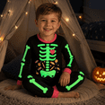 thumbnail image 4 of Boys Halloween Skeleton Pajamas Glow in The Dark Cotton 2 Piece Sleepwear Set Long Sleeve Kids PJs for Toddler Boys 3T, Heart II, 4 of 8