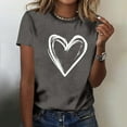 thumbnail image 4 of Hauts pour Femmes Saint-Valentin Manches Courtes Imprimé Cœur Col Rond T-Shirt Décontracté Gris Foncé TTTG, 4 of 6