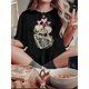 thumbnail image 1 of Camiseta De Verano Para Mujer, Cuello Redondo, Para Mochilero, Vacaciones En La CalleWomen's Casual Crew Neck Short Sleeve T-Shirt, Polyester Blend (95% Polyester, 5% Spandex), Knit Fabric, Medium S, 1 of 6