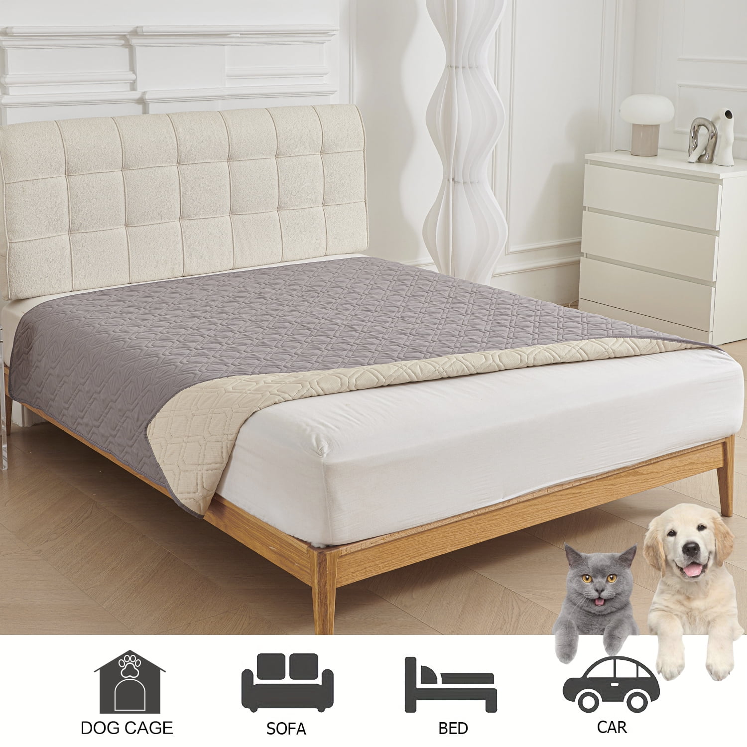 Pet Furniture Protective Cover Non-Slip Base Pet Mattress Waterproof Sofa Cushion for Dogs and Cats Protection Waterproof and Urine-Proof Fabric Deodorant Machine Washable Non-Slip Pet Car Mats