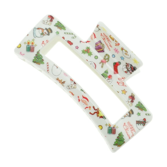 Unique Bargains 1 Pc Christmas Hair Clips Square Snowman Hairdo Clip for Christmas 3.35"x1.77"x1.57" White