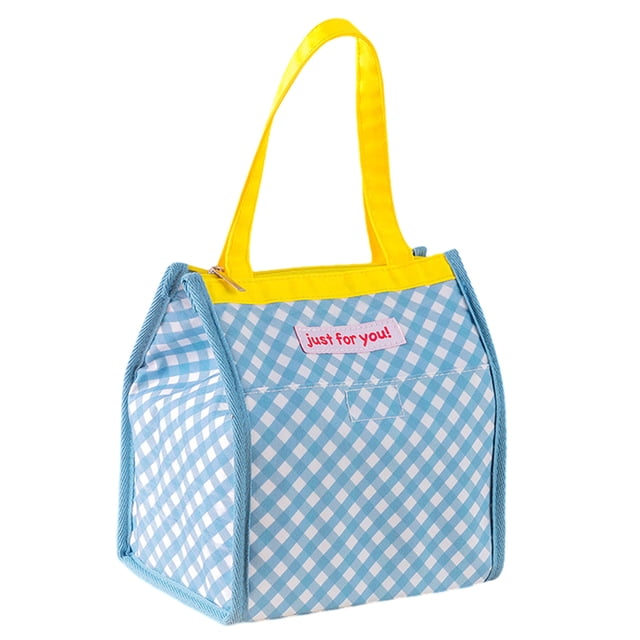 Bolsa bento a cuadros vintage engrosada, bolsa de arroz de gran capacidad, bolsa aislante de arroz para llevar al trabajo para estudiantes.