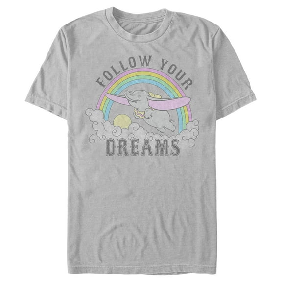 Men's Dumbo Over the Rainbow  Graphic Tee Silver 2X Large