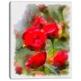 thumbnail image 2 of Roses Rouges sur Aquarelle Verte - Uvre d'Art Florale sur Toile, 2 of 4