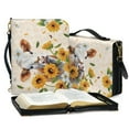 thumbnail image 3 of FOR U DESIGNS Sunflower Cow Bible Case Cow Print Bible Bags for Women Organizer with Shoulder Strap PU Sturdy Bible Protector Size M Lightweight Sturdy Bible Carrier with Handle, 3 of 7