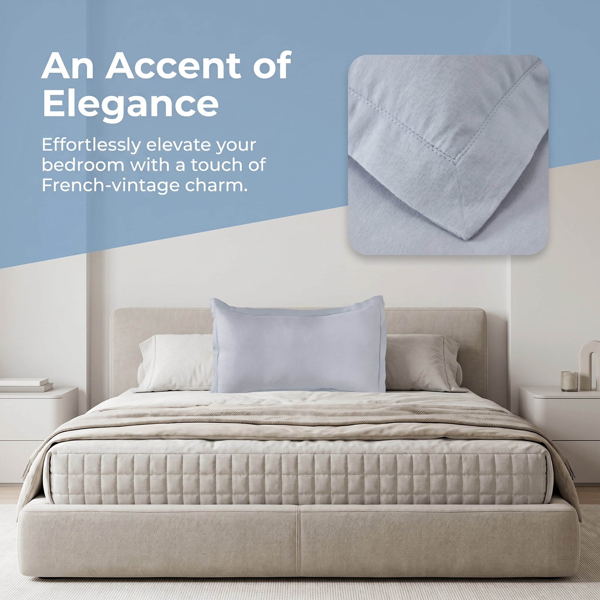 Unique Bargains 2 Pack Silk Pillowcase Set Smooth Cooling Envelope Closure Blue Gray