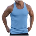 thumbnail image 1 of Men's Solid Color Tightening Spring/Summer Knit Vertical Stripe Bodybuilding Fitness Vest Men's I-Line Vest 2XL, 1 of 5