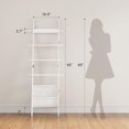 thumbnail image 3 of Blanket Ladder, 5-Tier Farmhouse Wooden Rack with Synthetic Leather Pocket, 4 Removable Hooks, Decorative Leaning Ladder Shelf, White, 3 of 8