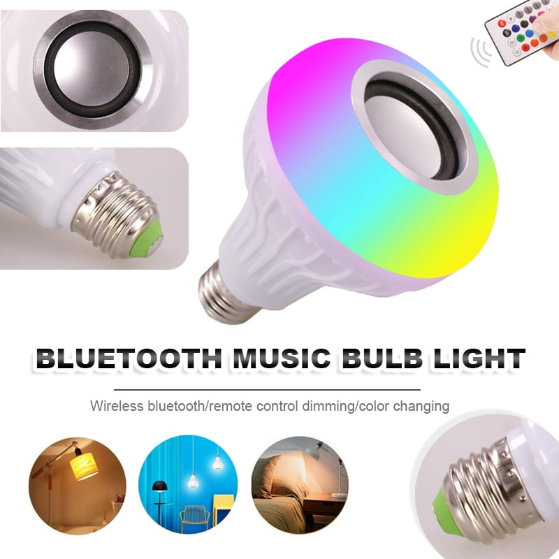 WIRELESS BLUETOOTH BULB LIGHT SPEAKER B22 LED SMART MUSIC PLAY LAMP REMOT FADD 