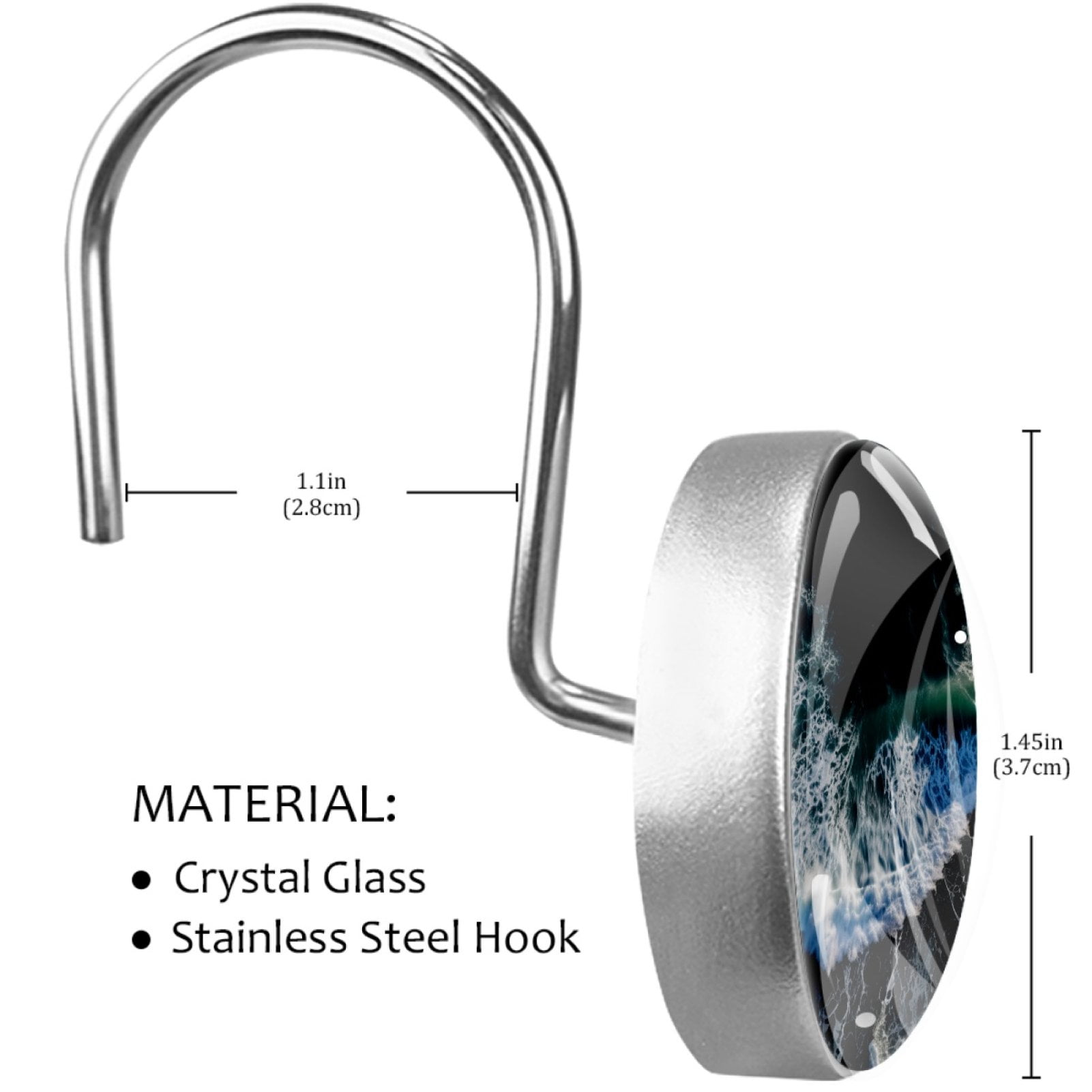 HemaKayy 12 Pcs Decorative Shower Curtain Hooks - Stainless Steel Rings for Bathroom Décor - Easy Glide & Secure Hold - Perfect Decoration for Bathroom Shower Rods - Sea Ocean Seaside