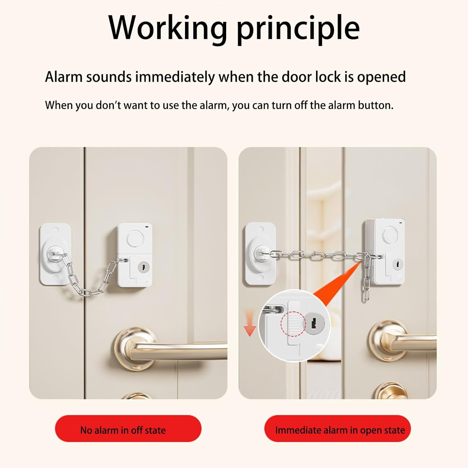 Child Door Lock with Abnormal Alarm (White 2Pack),Door Locks for Kids Safety, for Door Monkey, Child Proof Door Lock, Drawers and Child Safety Cabinet Locks, 3M Adhesive No Drilling