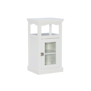 Linon Mangrove 3-Shelf Glass Door Demi Floor Cabinet, White