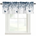 thumbnail image 2 of Valance for Windows,Pastoral Butterfly Eucalyptus Leaf Valances Curtain Rod Pocket Valance for Kitchen Bedroom Living Room Bathroom,Spring Blue Plant Short Curtains Window Treatment 54x18in, 2 of 9