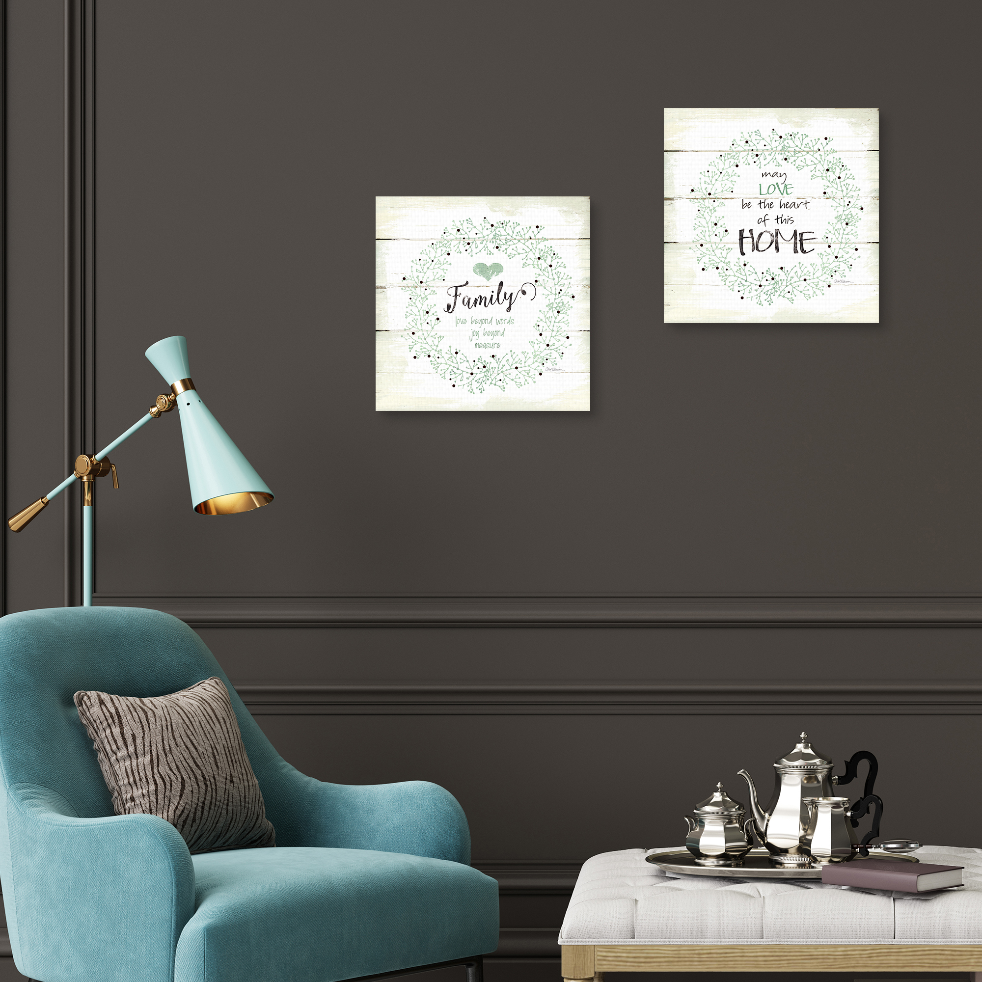 Family Love Joy and Heart of this Home by Carol Robinson Set of 2 Canvas Art Prints