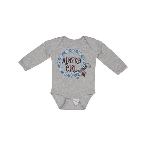 Inktastic Alaska Girl Forget-me-not Flower Girls Long Sleeve Baby Bodysuit