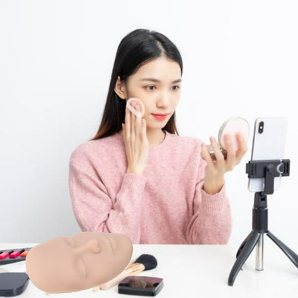 Cara de Maniquí de Maquillaje de Silicona Tablero Facial de Práctica de Maquillaje 3D Cara de Maniquí Cosmético de Silicona Reutilizable Realista con 7 Piezas Cabeza de ANGGREK Otros