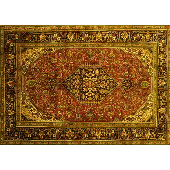 Ahgly Company Indoor Rectangle Persian Yellow Traditional Area Rugs, 2' x 4'