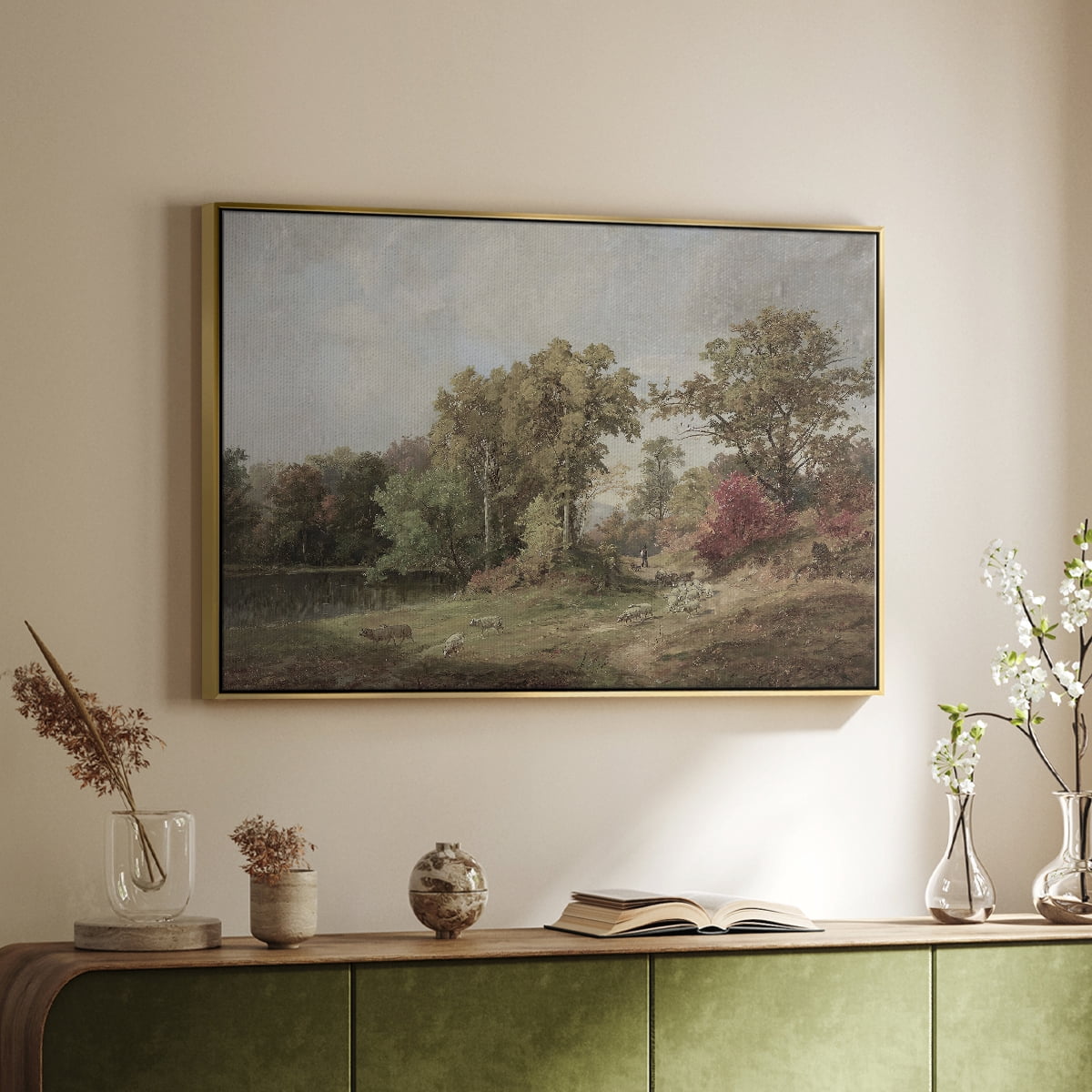 Vintage Landscape-CCCXXIII By Wexford Home Framed in Gold Wood Gallery Wrapped Canvas 25 in. x 37 in.
