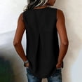 thumbnail image 6 of Loose Fit Drawstring Waist Linen Tank Top for Women Round Neck Solid Color Daily Casual Blouse, 6 of 7