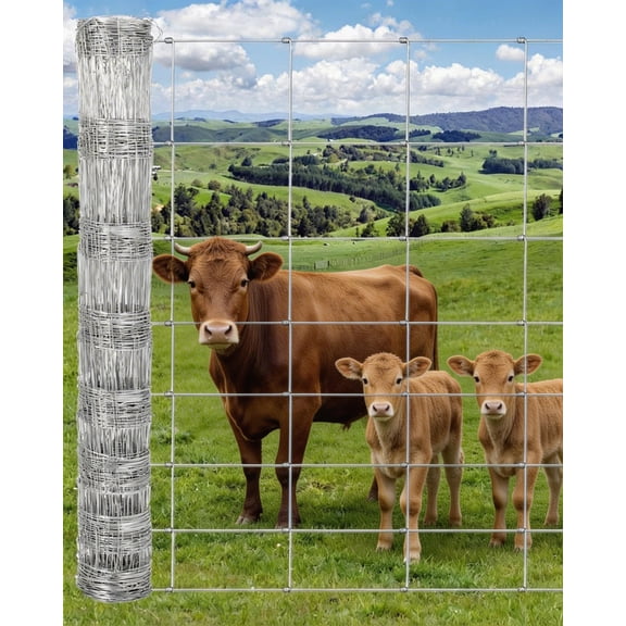 Gaderth Farm Fence,Heavy Duty 12 Gauge Galvanized Wire Fencing Cattle Fence Galvanized Field Fencing Sheep Fence Goat Fence,Hog Wire Fencing Field Fence For Yard Livestock Protection