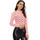 thumbnail image 1 of Blusa de malla Allegra K Cuello redondo Estampado de Corazón Semitransparente Rosa S, 1 of 6