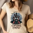 thumbnail image 2 of Catula’s Castle Vampire Cat Shirt for Adults, Spooky Funny Halloween Tee, Natural, Size M, 2 of 6