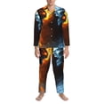 thumbnail image 3 of Naloa Red And Blue Fire Skull Warrior Men’s Pajamas Set - Long Sleeve Button Down Sleep Shirt and Pajama Bottoms Sleepwear Set-Medium, 3 of 7