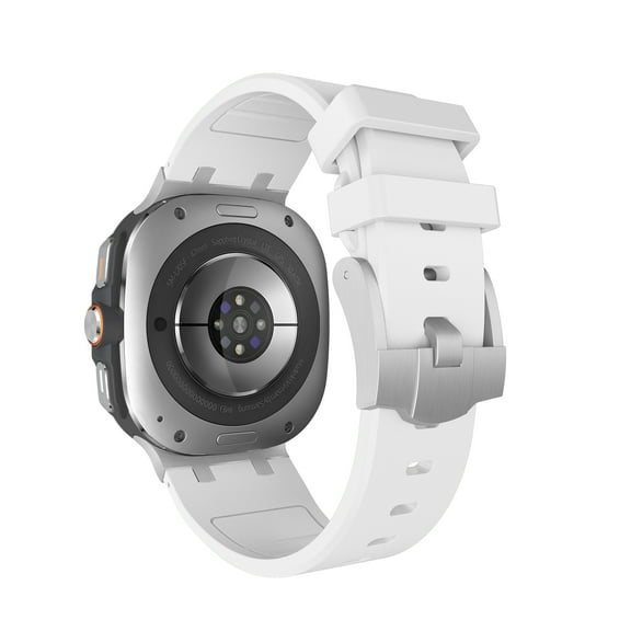 No Gap Bands Compatible with Samsung Galaxy Watch Ultra 47mm (2025/2024), Soft Silicone Sport Straps for Samsung Galaxy Watch Ultra 47mm (2025/2024) Replacement for Men Women, Silverwhite