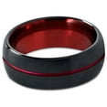 thumbnail image 2 of P. Manoukian Tungsten Wedding Band Ring 8mm for Men Women Red Black Domed Brushed Polished Lifetime Guarantee Size 9, 2 of 4