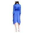 thumbnail image 2 of MICHAEL MICHAEL KORS Womens Blue Smocked Unlined Handkerchief Hem Pullover Long Sleeve Surplice Neckline Midi Party Blouson Dress XS, 2 of 2