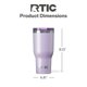 thumbnail image 5 of Tumbler RTIC Essential, de acero inoxidable, 1,18 L, purpurina color lavanda, 5 of 6